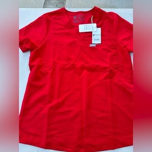 FIGS scrub top. style CATARINA - one pocket. Color RED
